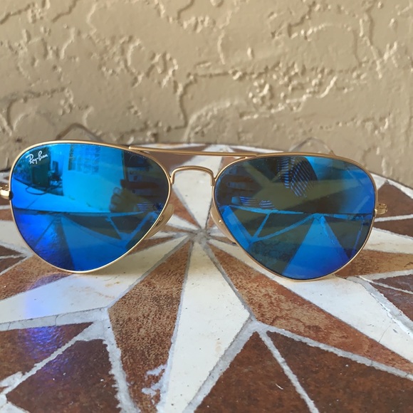 COPY - Ray ban blue flash large metal aviator sunglasses